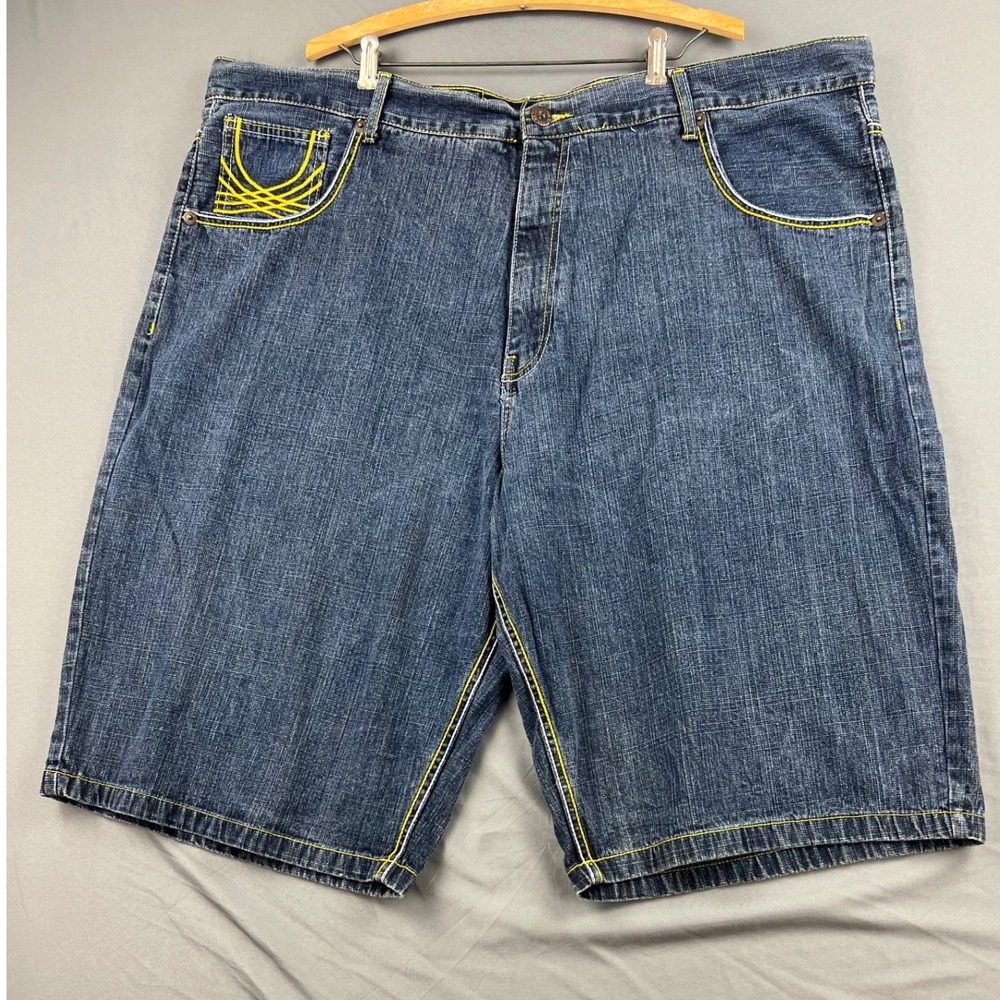 Evolution In Design Denim Shorts Mens 48 Blue Baggy Embroidered Y2K Streetwear